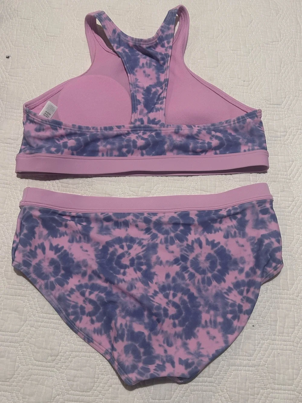 Athleta Girls Free Spirit Pink and Blue Tie-Dye Swim Bikini Set Size XXL (16)